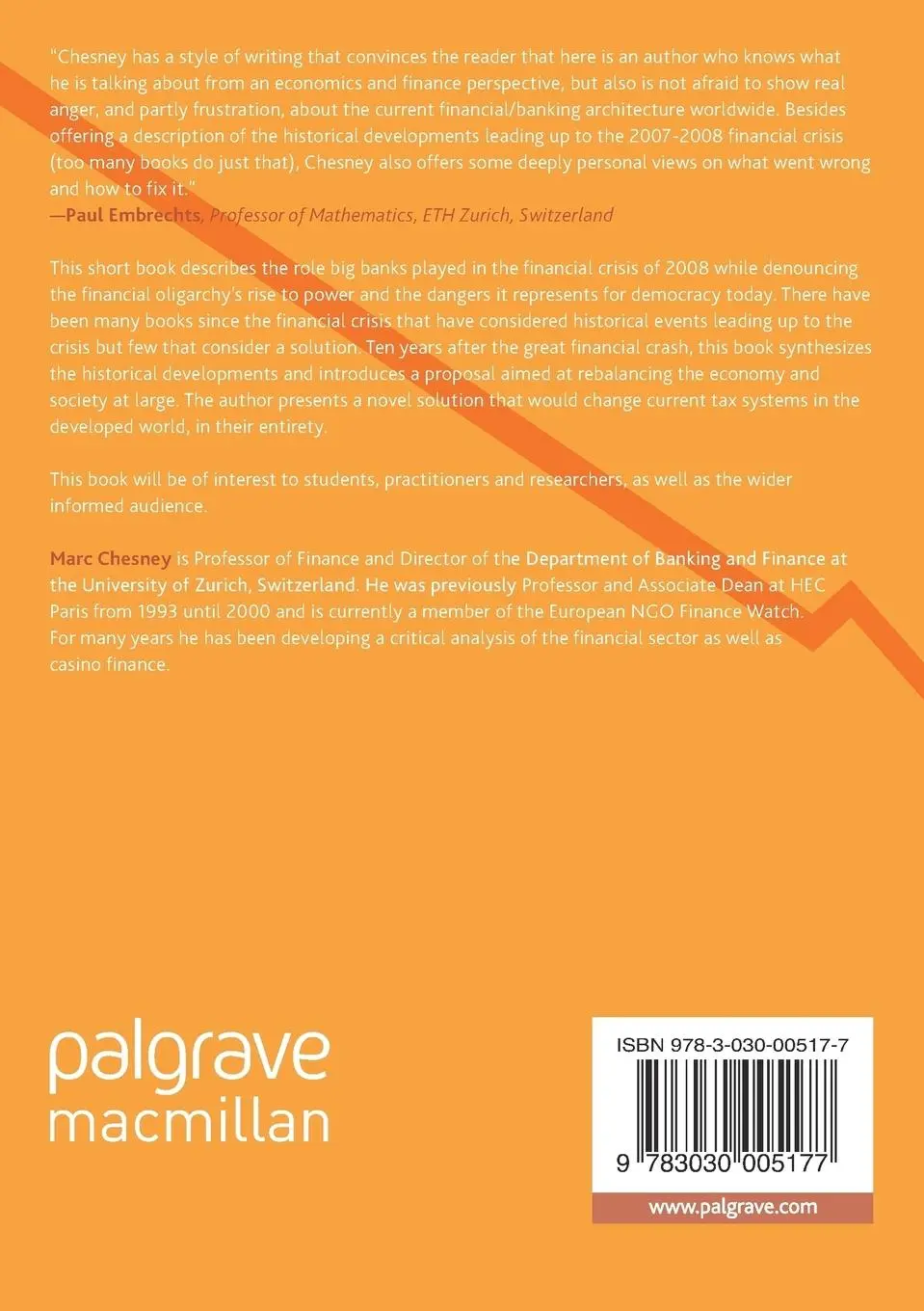 Rückseite: 9783030005177 | A Permanent Crisis | Marc Chesney | Taschenbuch | xv | Englisch | 2018