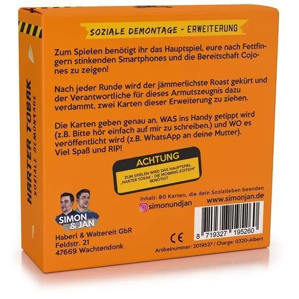 Bild: 8719327195277 | SIMON &amp; JAN - Harter Tobak - Soziale Demontage | Simon &amp; Jan | Spiel