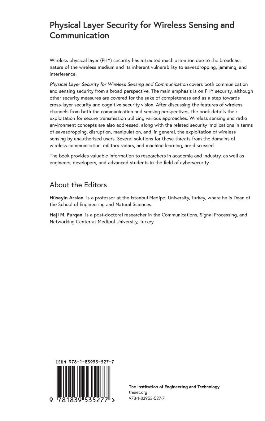 Rückseite: 9781839535277 | Physical Layer Security for Wireless Sensing and Communication | Buch