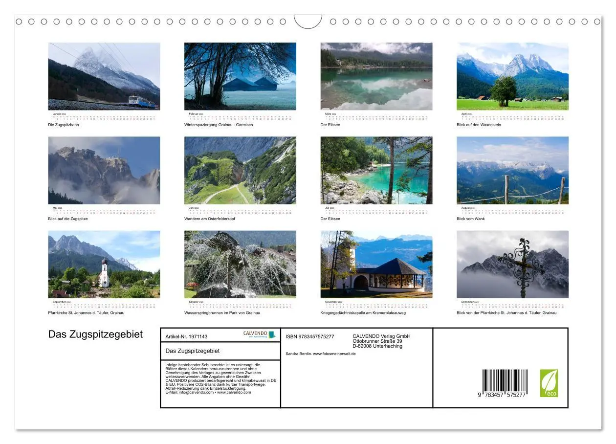 Bild: 9783457575277 | Das Zugspitzegebiet (Wandkalender 2026 DIN A3 quer), CALVENDO...