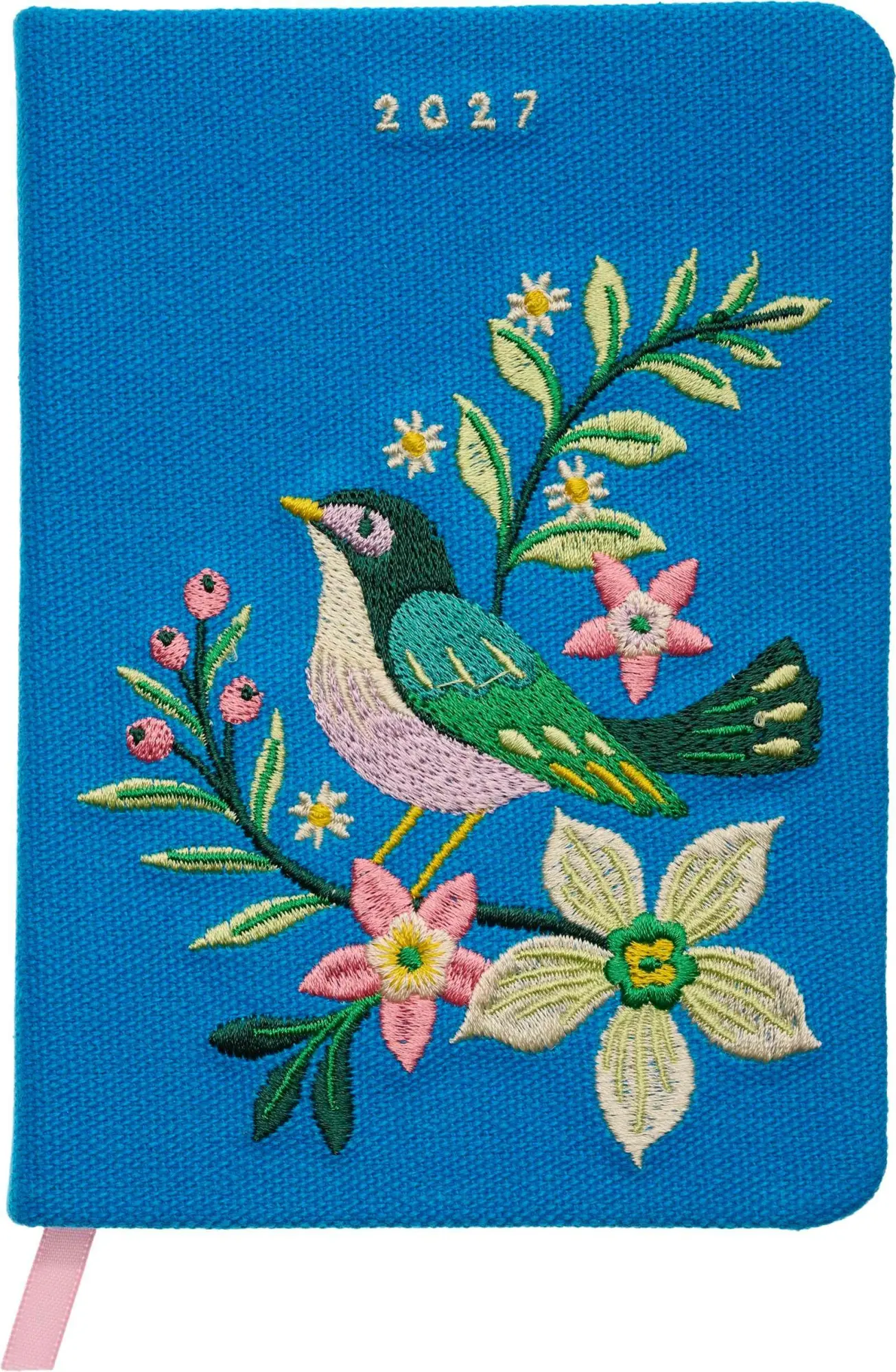 Cover: 4036442015377 | Taschenkalender A6 2027: Vogel und Blüten, bestickt, blau | Verlag