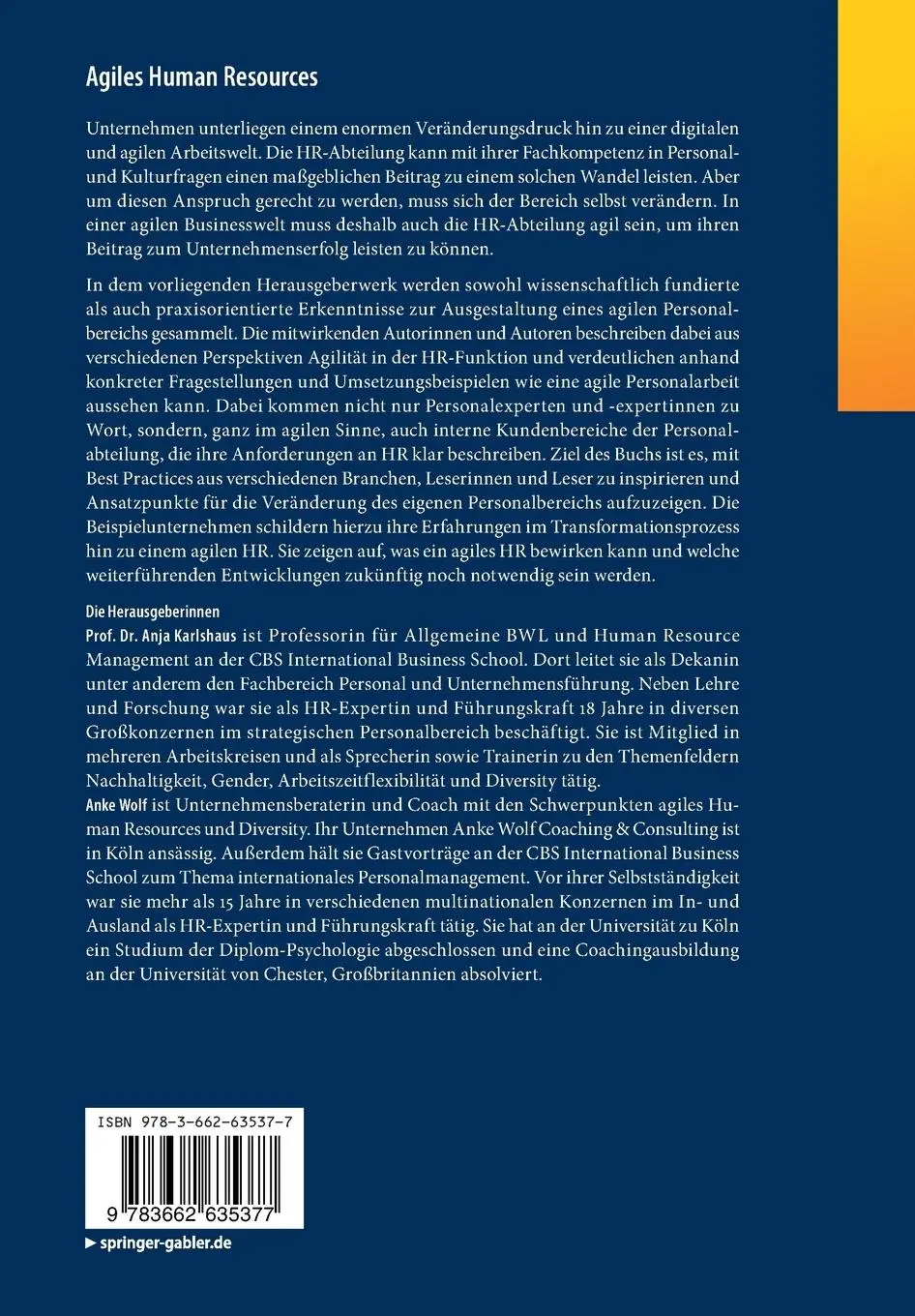 Rückseite: 9783662635377 | Agiles Human Resources | Anke Wolf (u. a.) | Taschenbuch | XIII | 2021