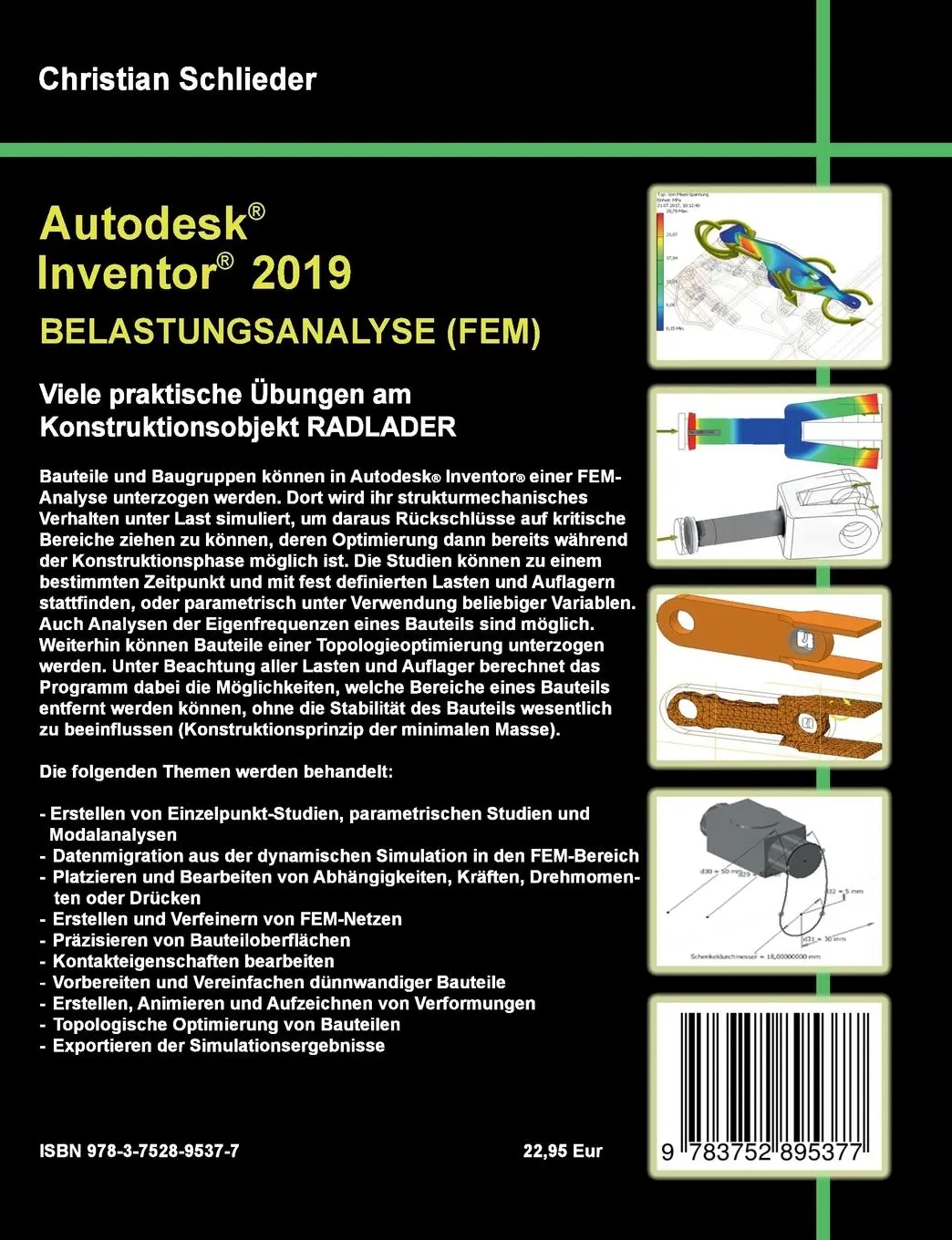 Rückseite: 9783752895377 | Autodesk Inventor 2019 - Belastungsanalyse (FEM) | Christian Schlieder