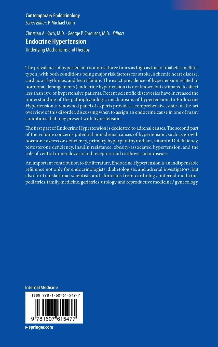 Rückseite: 9781607615477 | Endocrine Hypertension | Underlying Mechanisms and Therapy | Buch