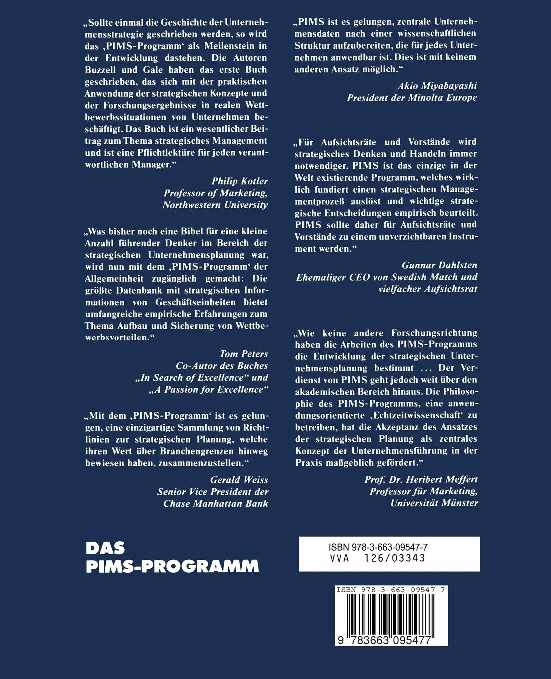 Rückseite: 9783663095477 | Das PIMS-Programm | Strategien und Unternehmenserfolg | Gale | Buch