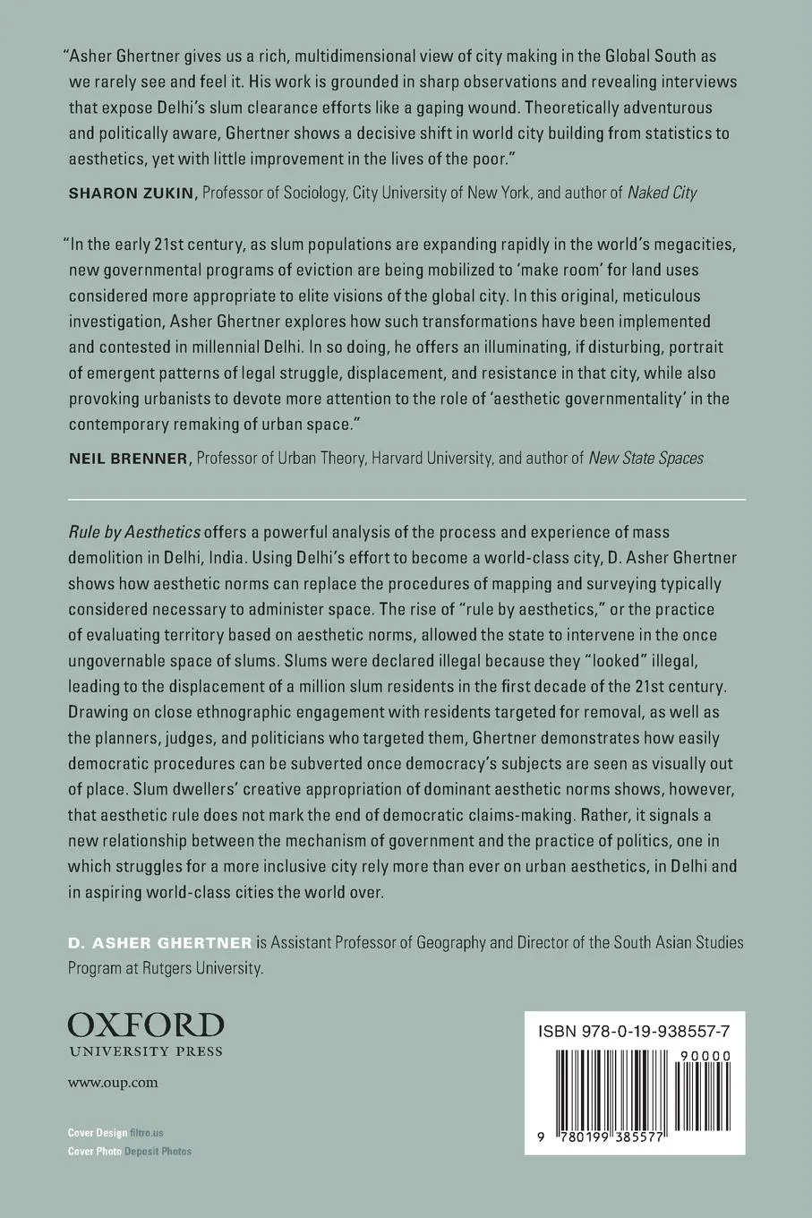 Rückseite: 9780199385577 | Rule by Aesthetics | World-Class City Making in Delhi | Ghertner