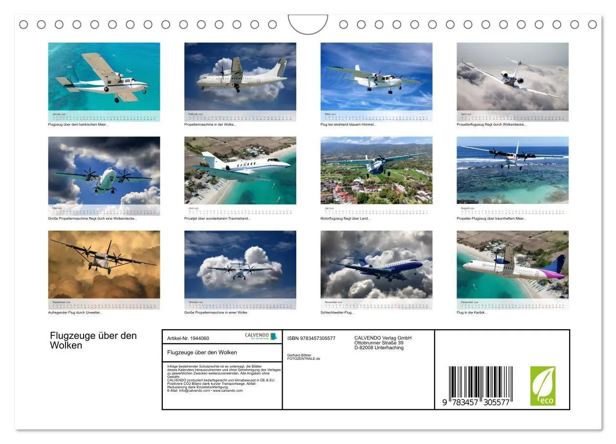 Bild: 9783457305577 | Flugzeuge über den Wolken (Wandkalender 2026 DIN A4 quer), CALVENDO...