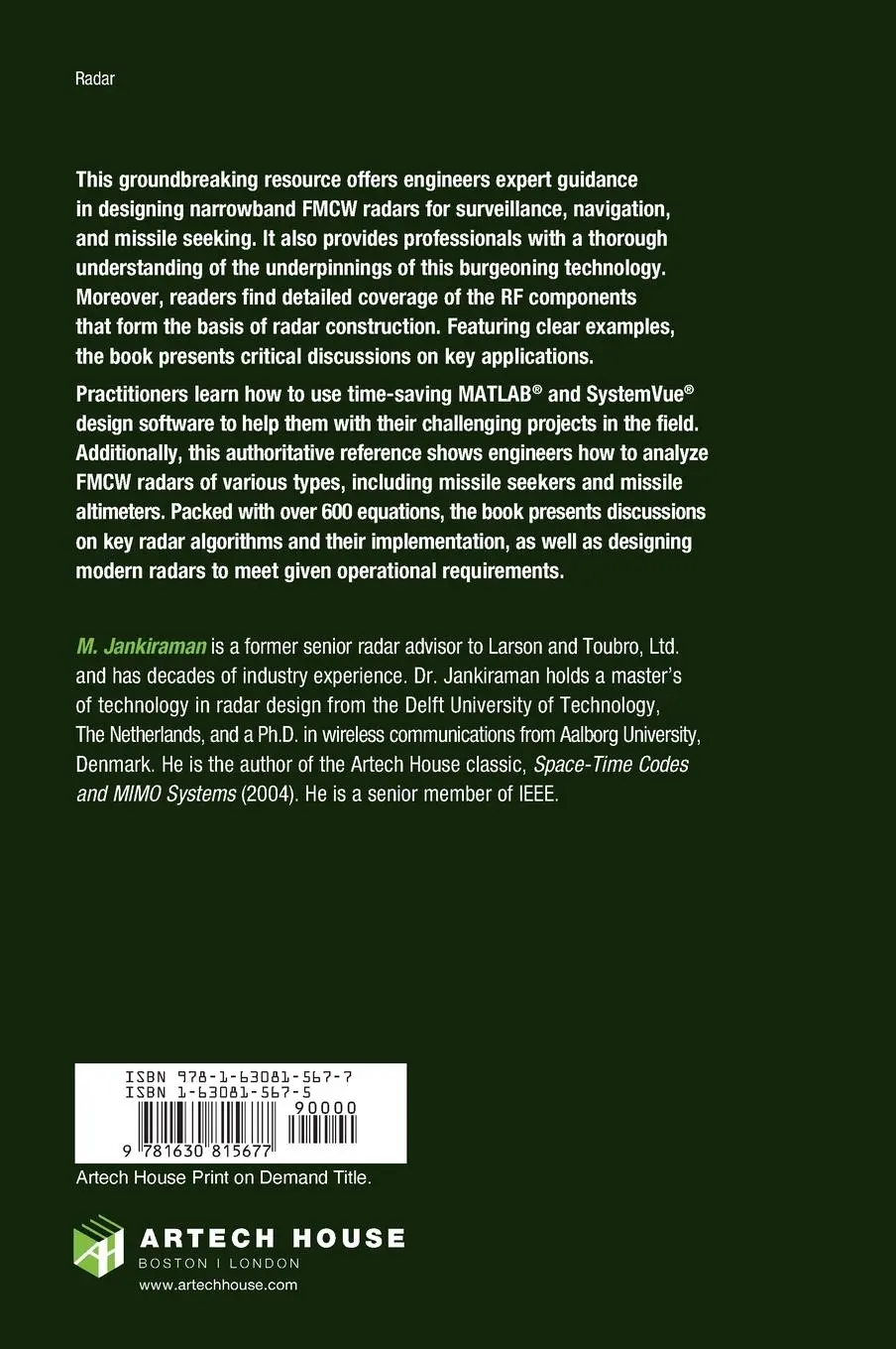 Rückseite: 9781630815677 | FMCW Radar Design | Mohinder Jankiraman | Buch | Gebunden | Englisch
