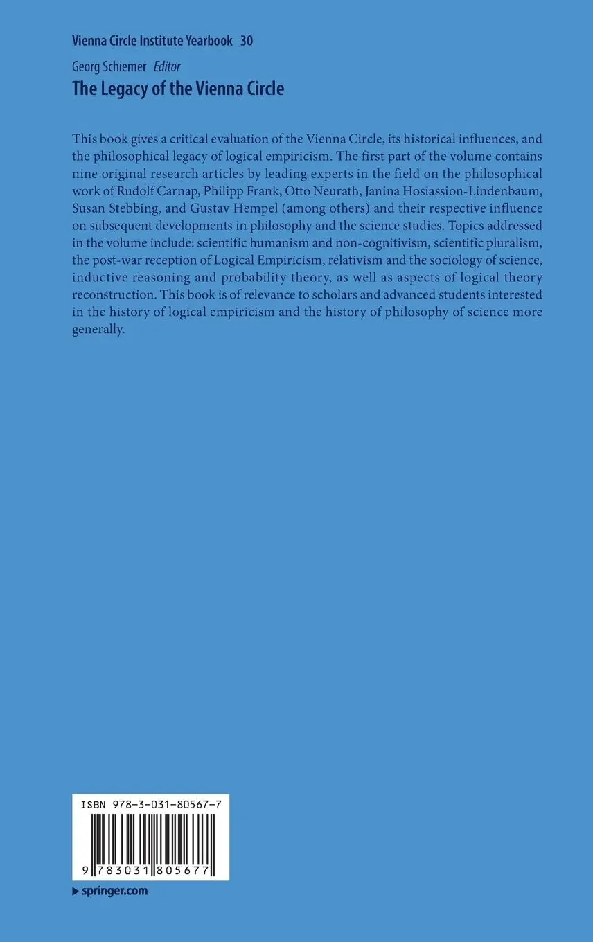 Rückseite: 9783031805677 | The Legacy of the Vienna Circle | Georg Schiemer | Buch | viii | 2025