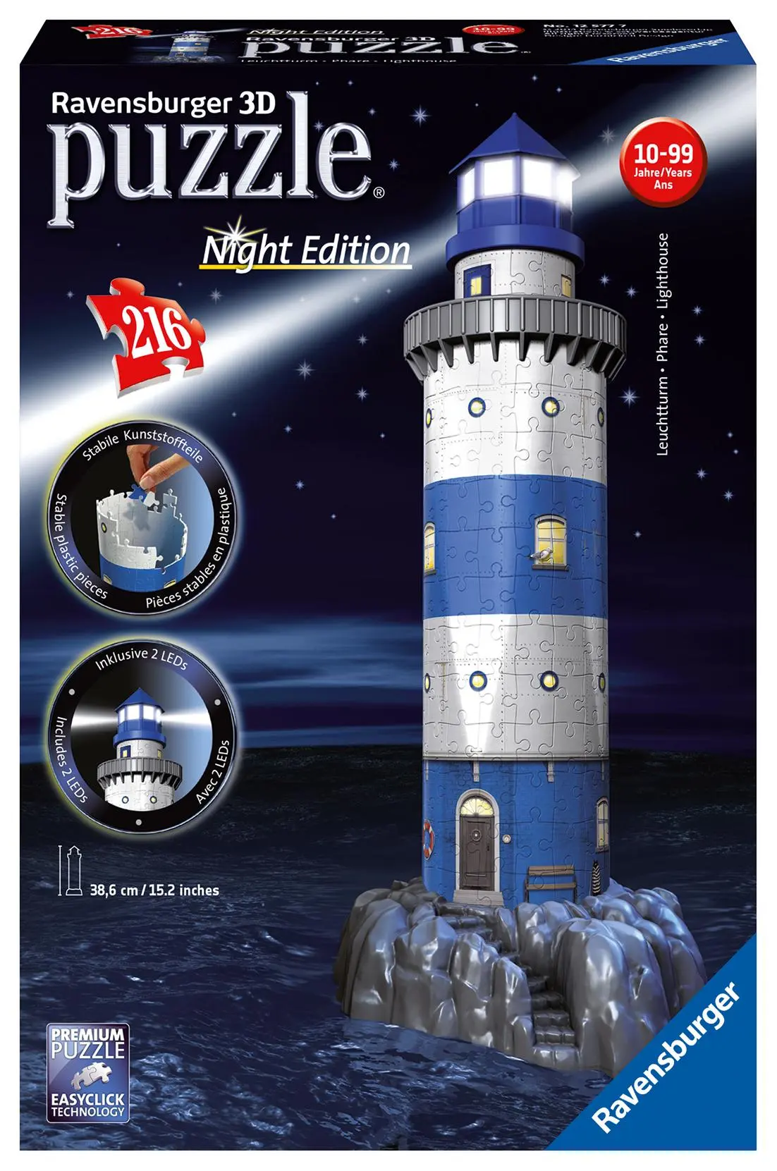 Cover: 4005556125777 | Leuchtturm bei Nacht. 3D-Puzzle 216 Teile | Spiel | 3D Puzzles | 12577