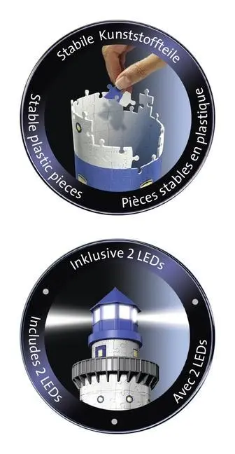Bild: 4005556125777 | Leuchtturm bei Nacht. 3D-Puzzle 216 Teile | Spiel | 3D Puzzles | 12577