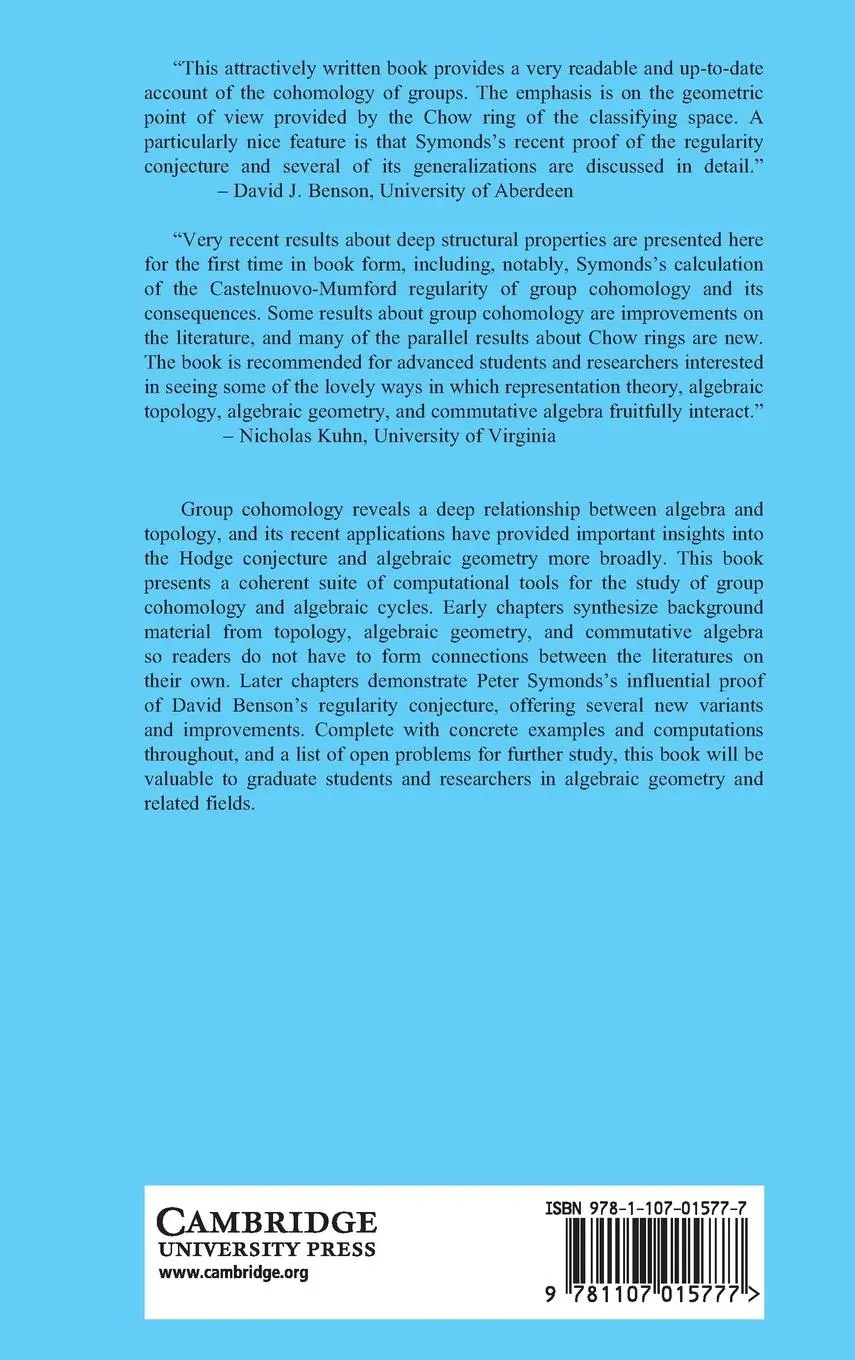 Rückseite: 9781107015777 | Group Cohomology and Algebraic Cycles | Burt Totaro | Buch | Englisch