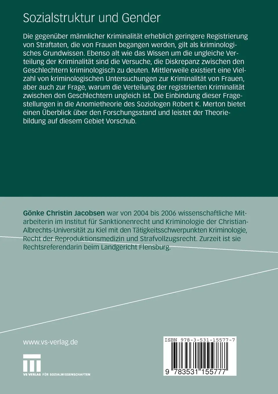Rückseite: 9783531155777 | Sozialstruktur und Gender | Gönke Christin Jacobsen | Taschenbuch | x
