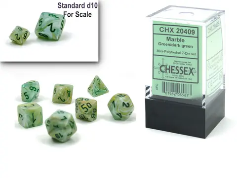 Cover: 601982035877 | Marble Mini-hedral™ Green/dark green 7-Die Set | Chessex