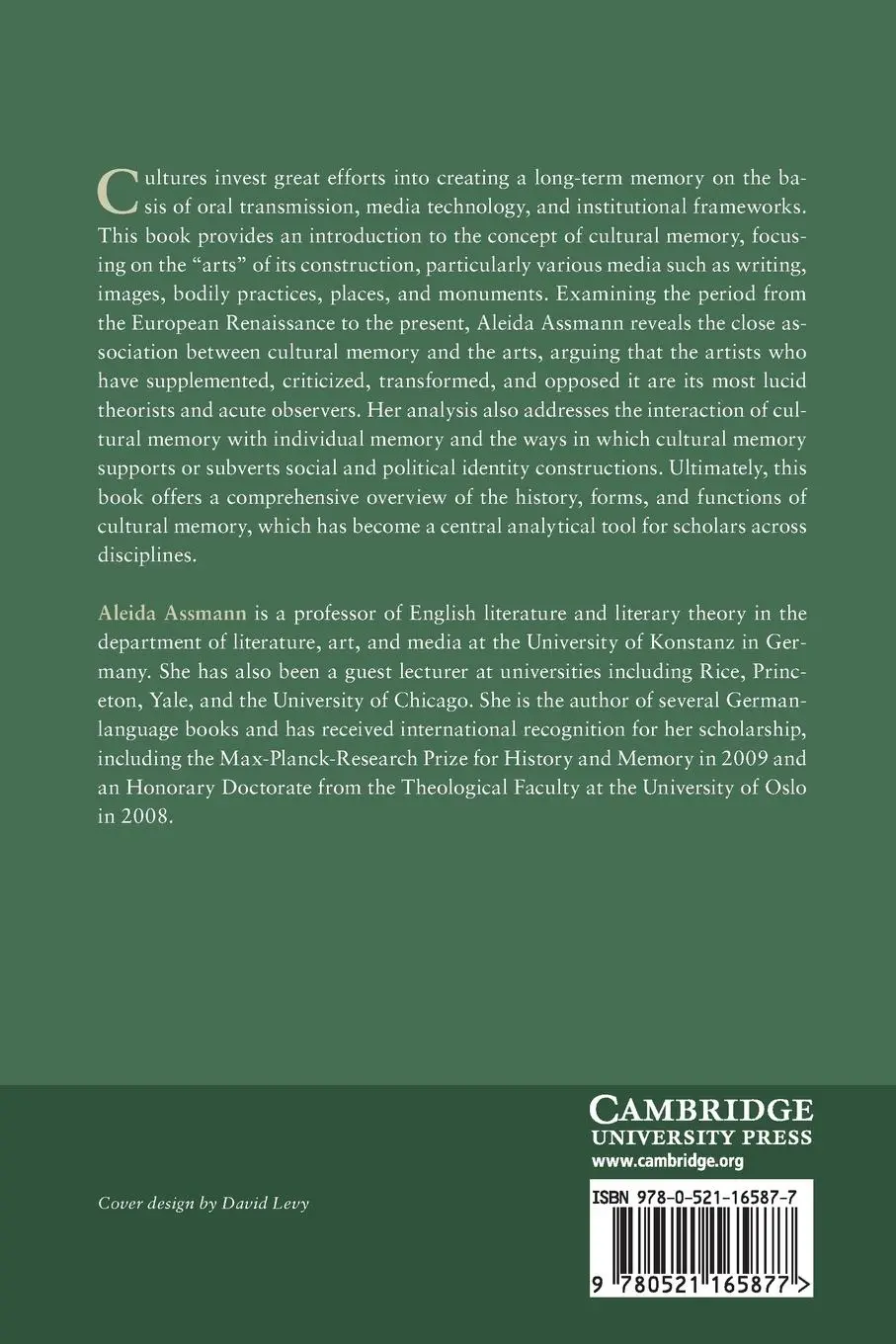 Rückseite: 9780521165877 | Cultural Memory and Western Civilization | Functions, Media, Archives