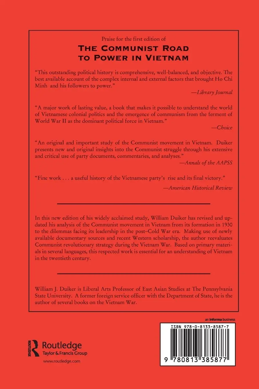 Rückseite: 9780813385877 | The Communist Road To Power In Vietnam | Second Edition | Duiker
