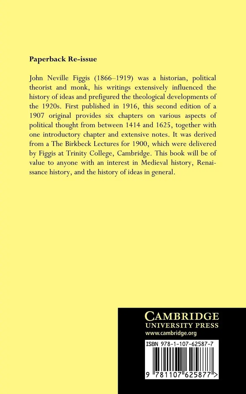 Rückseite: 9781107625877 | Studies of Political Thought from Gerson to Grotius | 1414 1625 | Buch