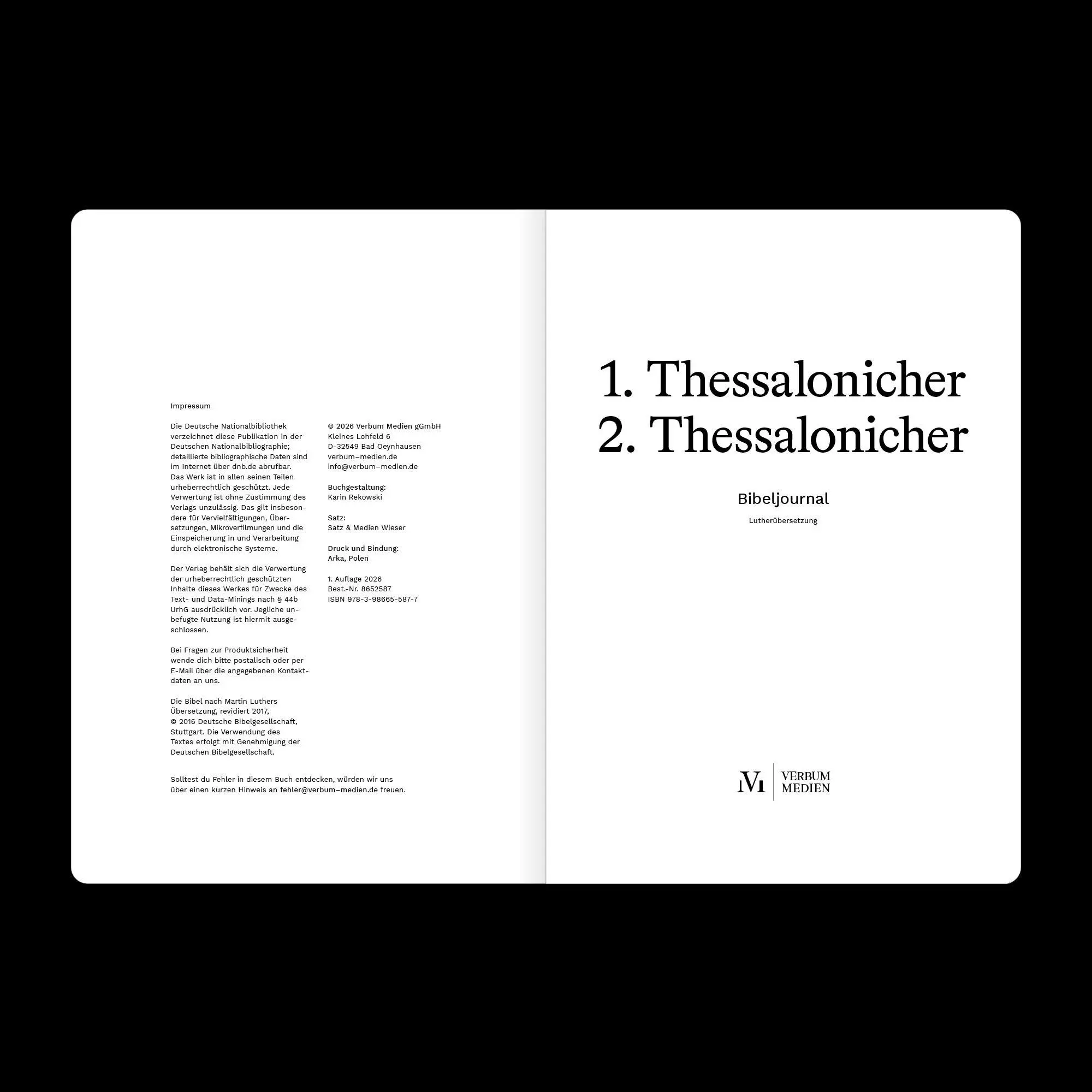Bild: 9783986655877 | 1.-2. Thessalonicher (Bibeljournal) | Verbum Medien | Taschenbuch