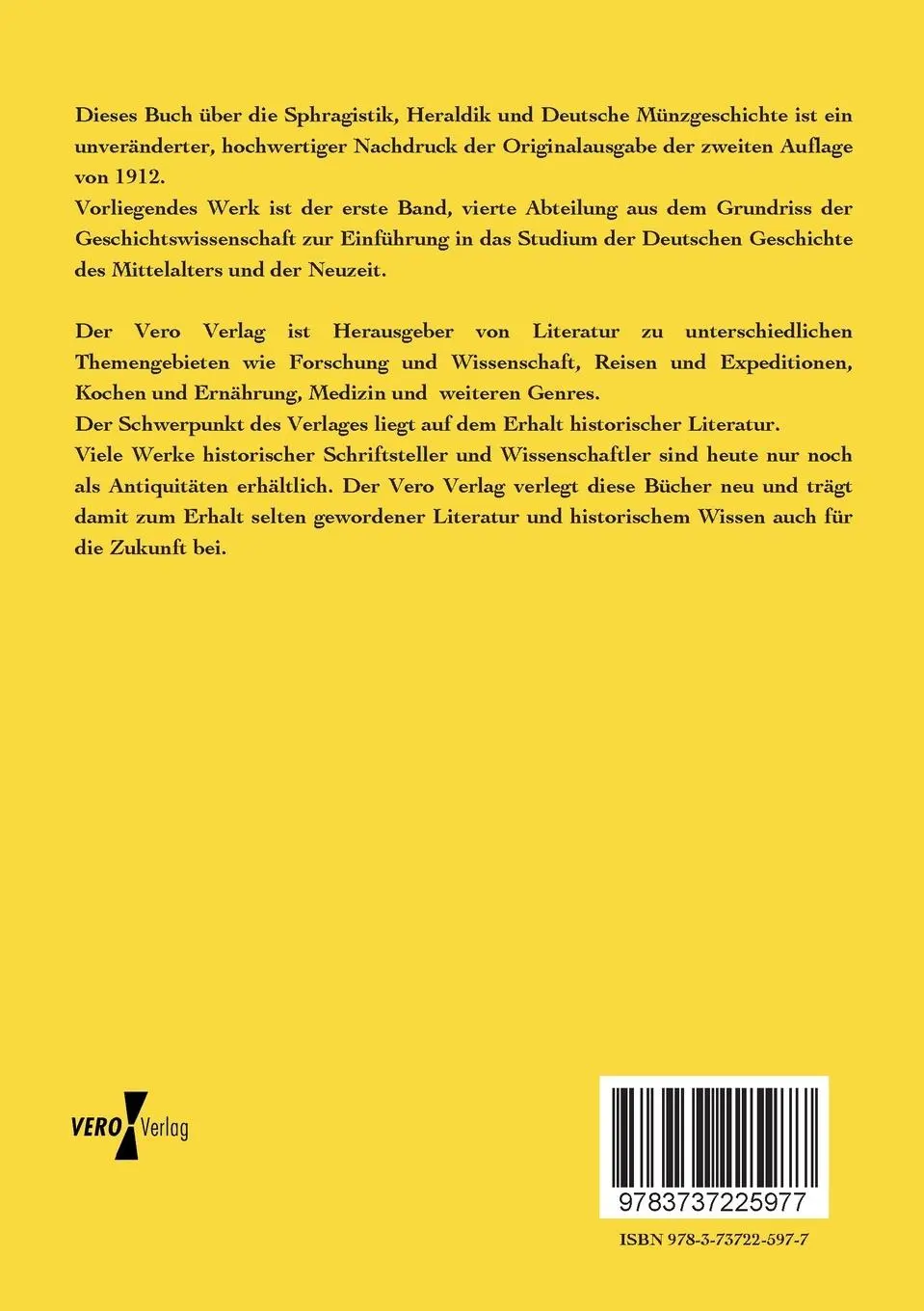 Rückseite: 9783737225977 | Sphragistik, Heraldik und Deutsche Münzgeschichte | Aloys Meister