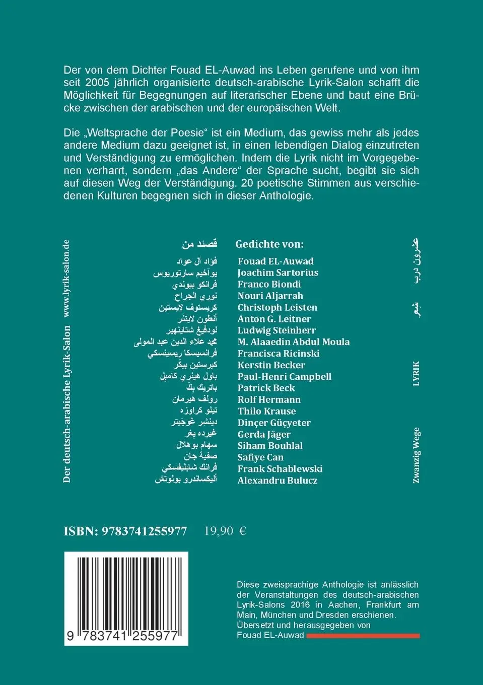 Rückseite: 9783741255977 | Zwanzig Wege | deutsch-arabische Poesie | Fouad El-Auwad | Taschenbuch