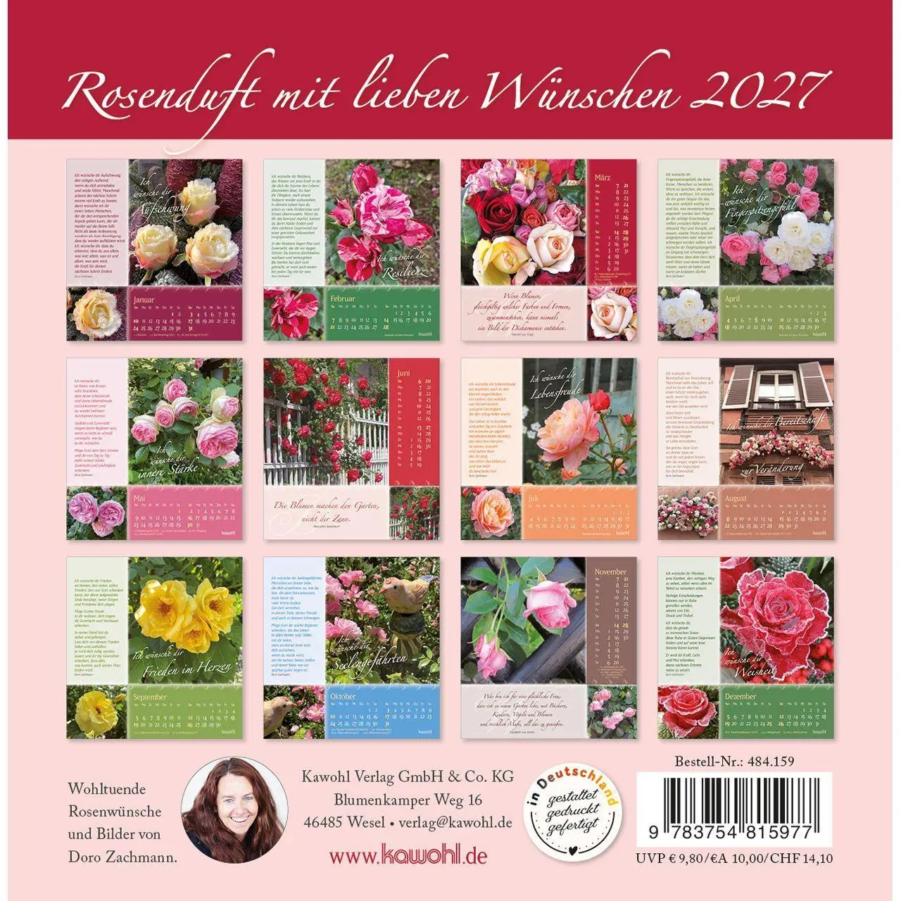 Bild: 9783754815977 | Rosenduft mit lieben Wünschen 2027 | Rosen-Postkarten-Kalender | 14 S.