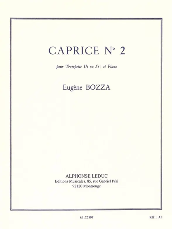 Cover: 9790046255977 | Caprice No.2 For Trumpet and Piano | Eugène Bozza | Buch