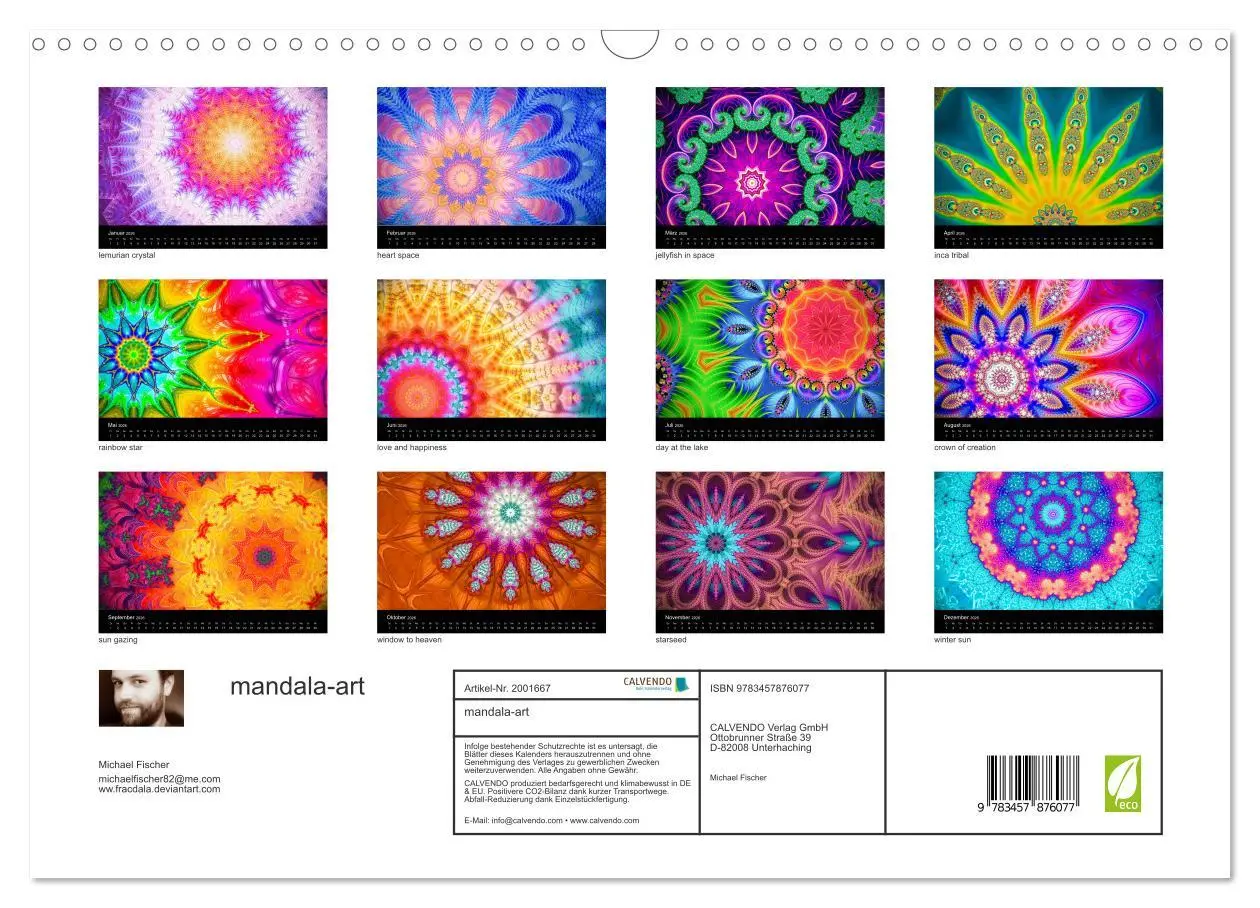Bild: 9783457876077 | mandala-art (Wandkalender 2026 DIN A3 quer), CALVENDO Monatskalender