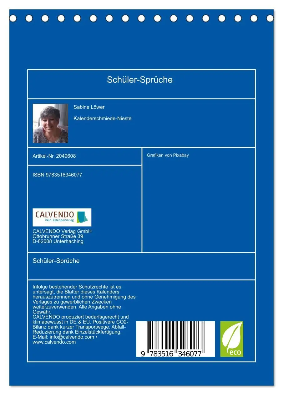 Bild: 9783516346077 | Schüler-Sprüche (Tischkalender 2026 DIN A5 hoch), CALVENDO...