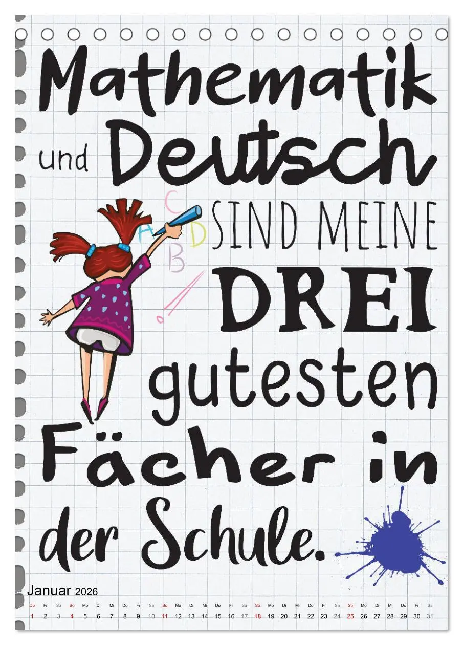Bild: 9783516346077 | Schüler-Sprüche (Tischkalender 2026 DIN A5 hoch), CALVENDO...