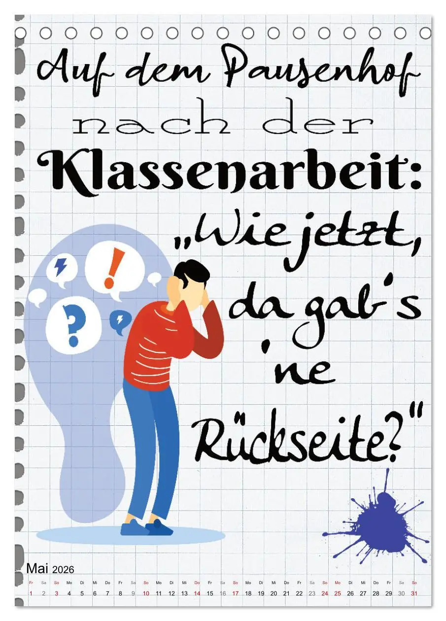 Bild: 9783516346077 | Schüler-Sprüche (Tischkalender 2026 DIN A5 hoch), CALVENDO...