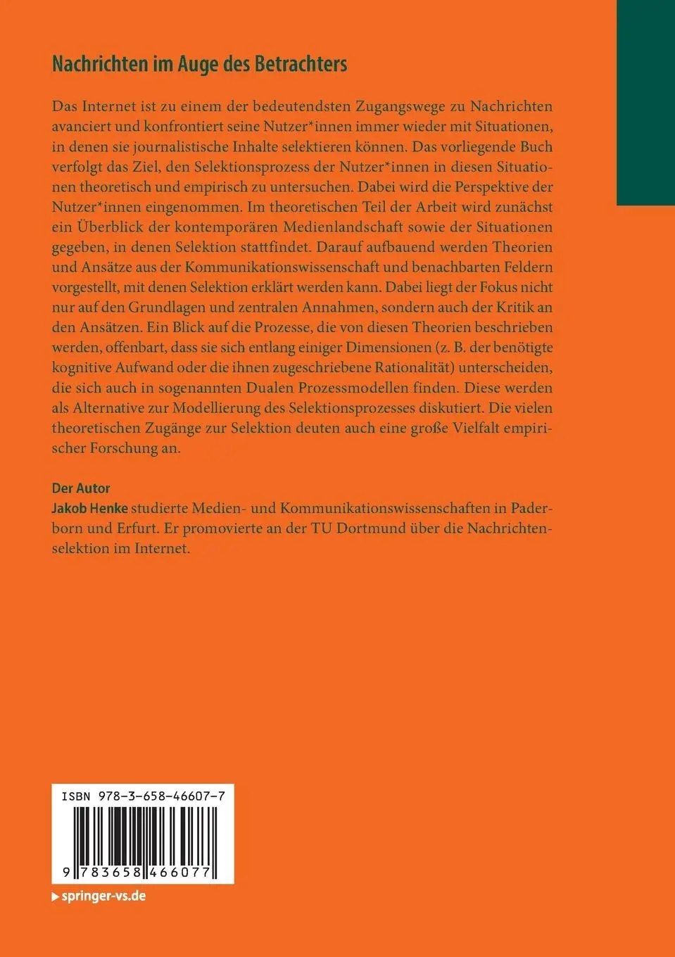 Rückseite: 9783658466077 | Nachrichten im Auge des Betrachters | Jakob Henke | Taschenbuch | 2024