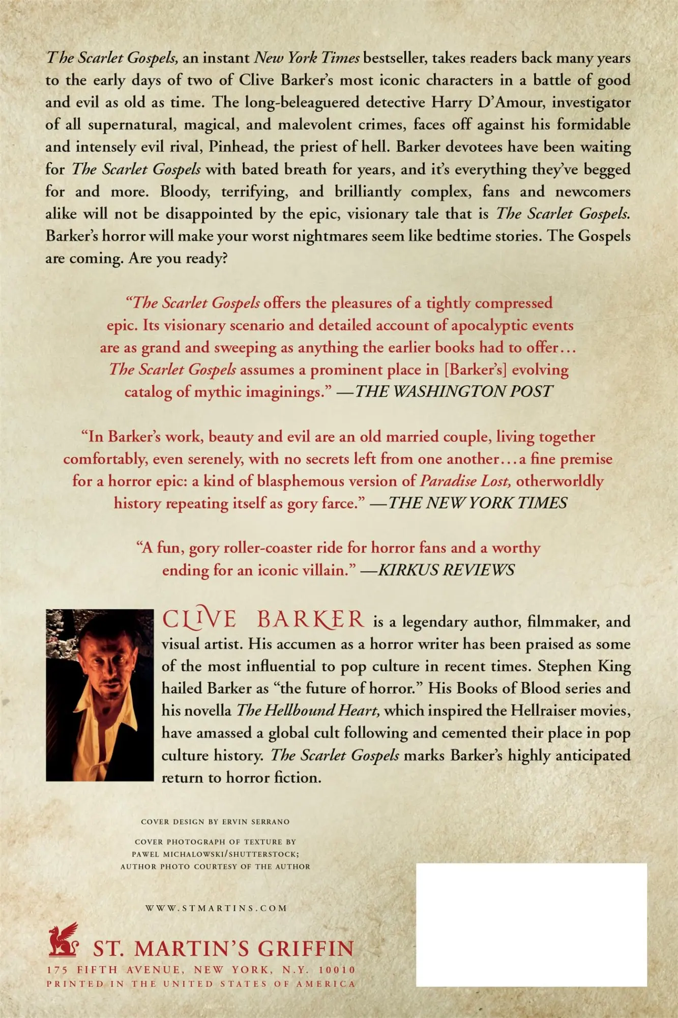 Rückseite: 9781250056177 | The Scarlet Gospels | Clive Barker | Taschenbuch | Englisch | 2016