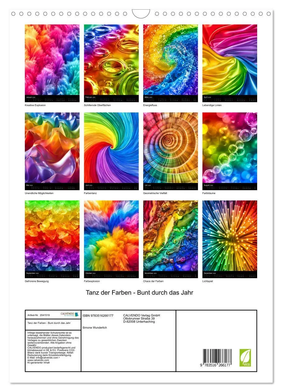 Bild: 9783516266177 | Tanz der Farben - Bunt durch das Jahr (Wandkalender 2026 DIN A3...