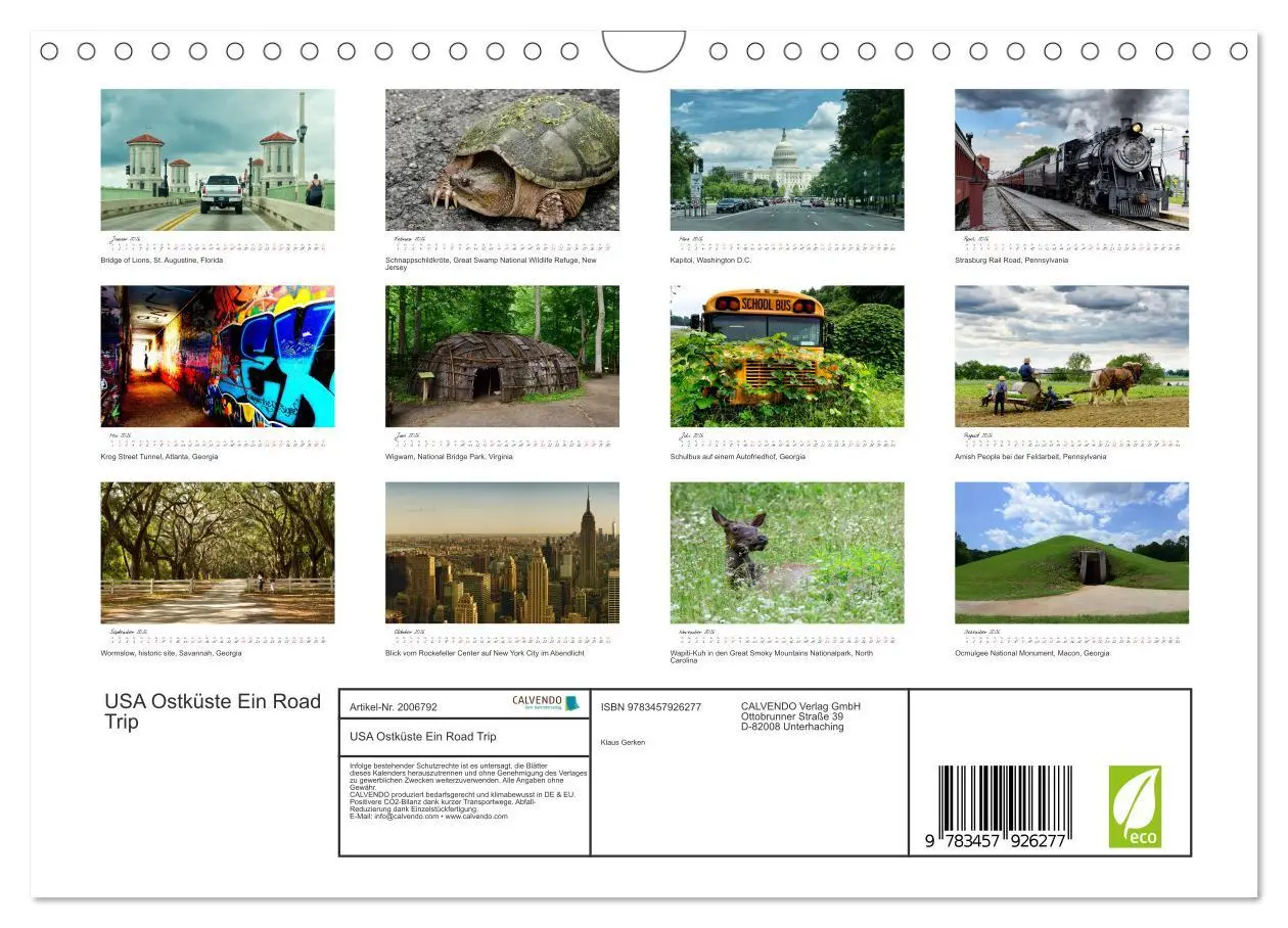 Bild: 9783457926277 | USA Ostküste Ein Road Trip (Wandkalender 2026 DIN A4 quer),...