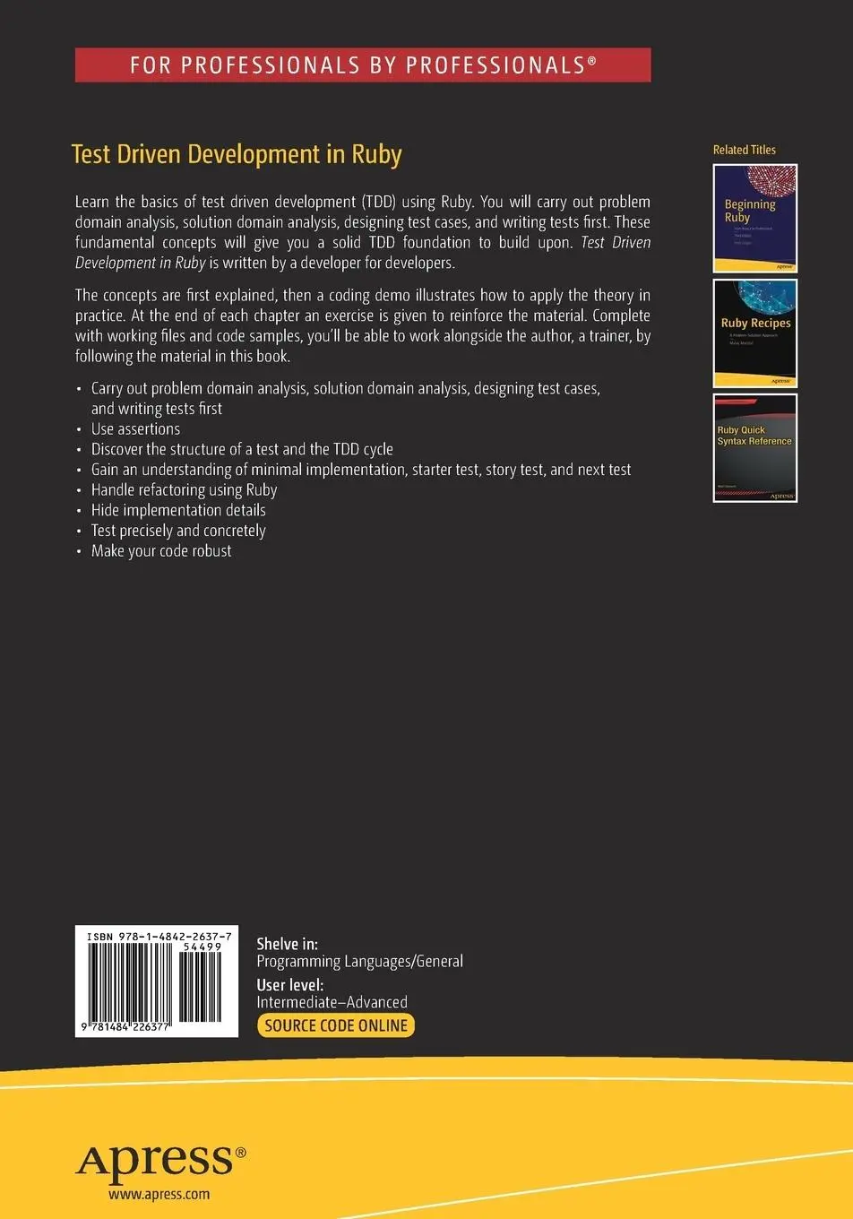 Rückseite: 9781484226377 | Test Driven Development in Ruby | Bala Paranj | Taschenbuch | xxi