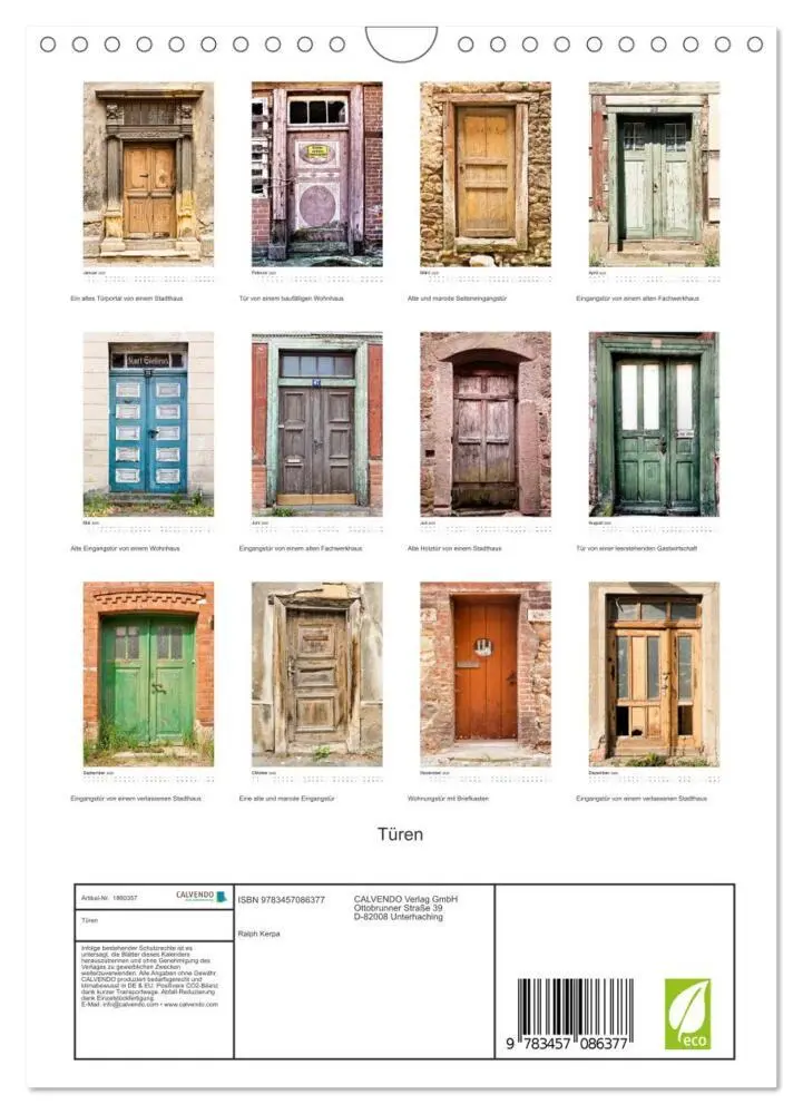 Bild: 9783457086377 | Türen (Wandkalender 2025 DIN A4 hoch), CALVENDO Monatskalender | 2025