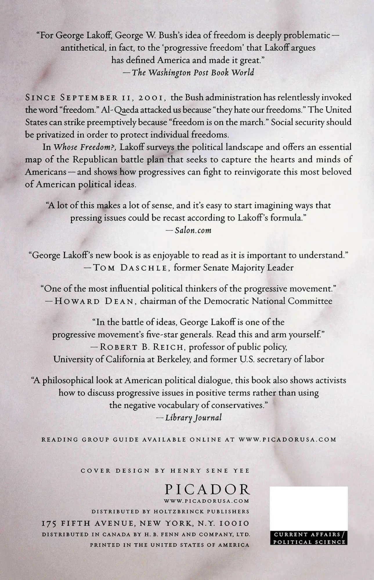 Rückseite: 9780312426477 | Whose Freedom? | Lakoff George | Taschenbuch | Englisch | 2007
