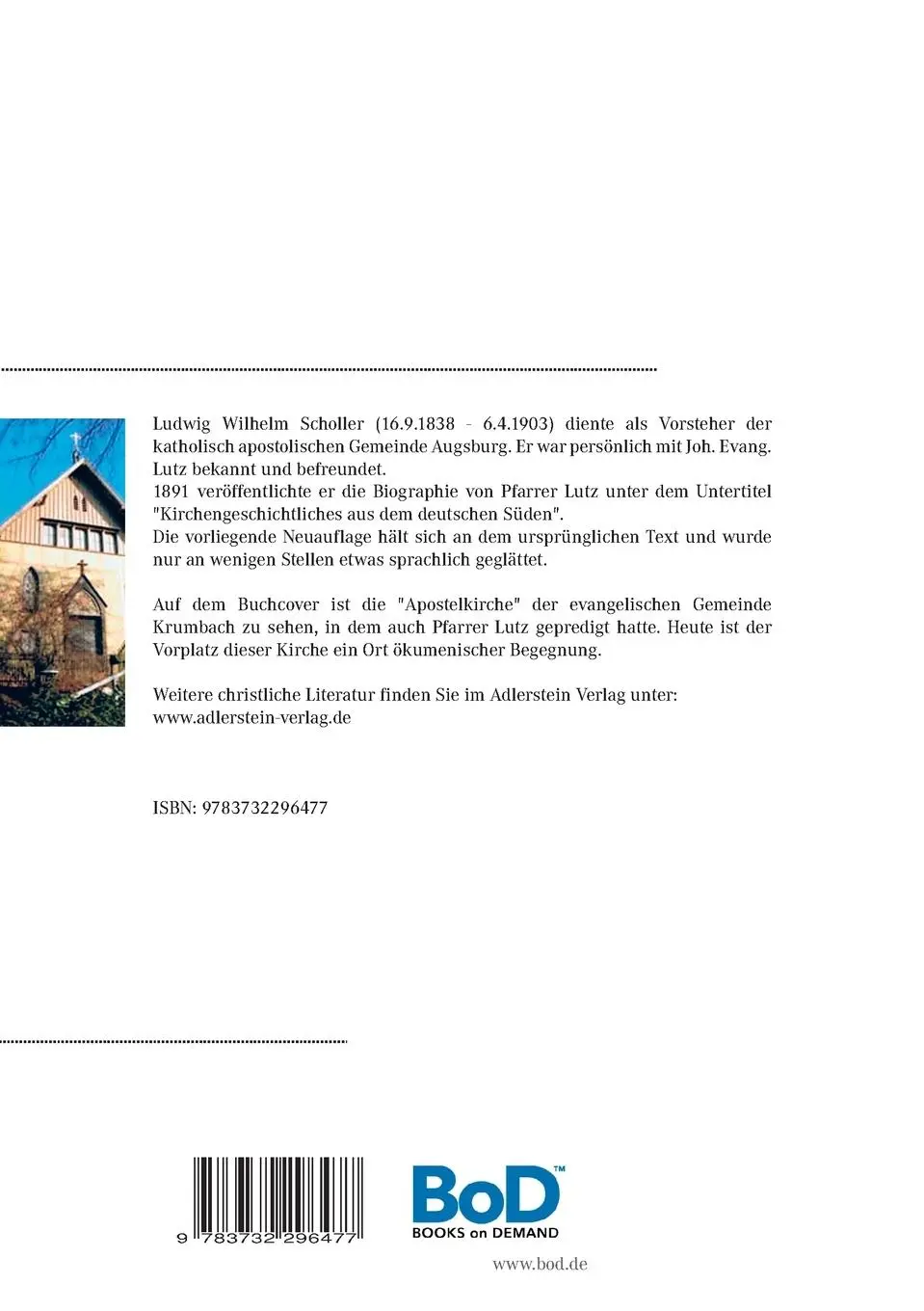 Rückseite: 9783732296477 | Pfarrer Lutz | L. W. Scholler | Taschenbuch | 104 S. | Deutsch | 2014