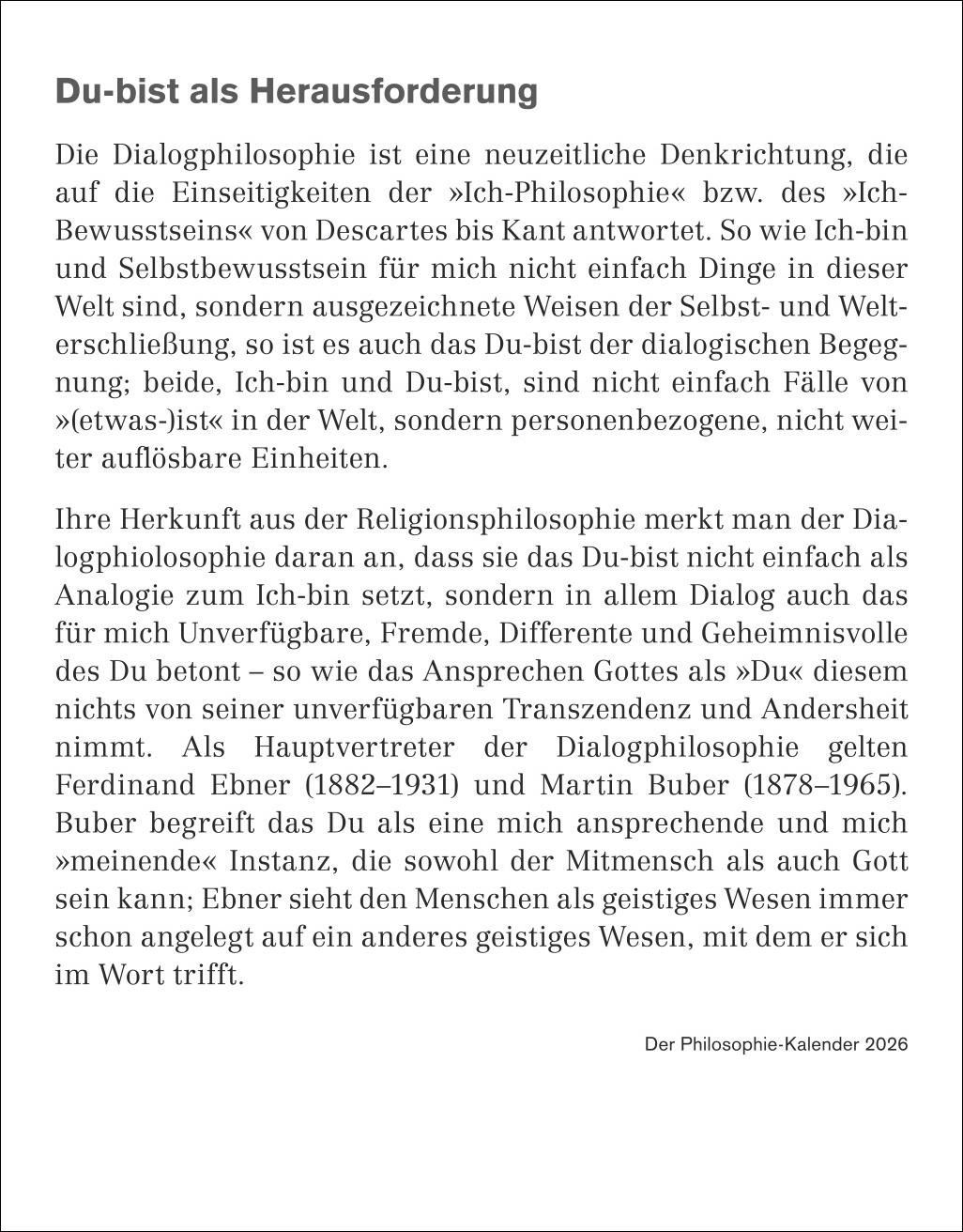 Bild: 9783840036477 | Der Philosophie-Kalender Tagesabreißkalender 2026 | Hattstein (u. a.)