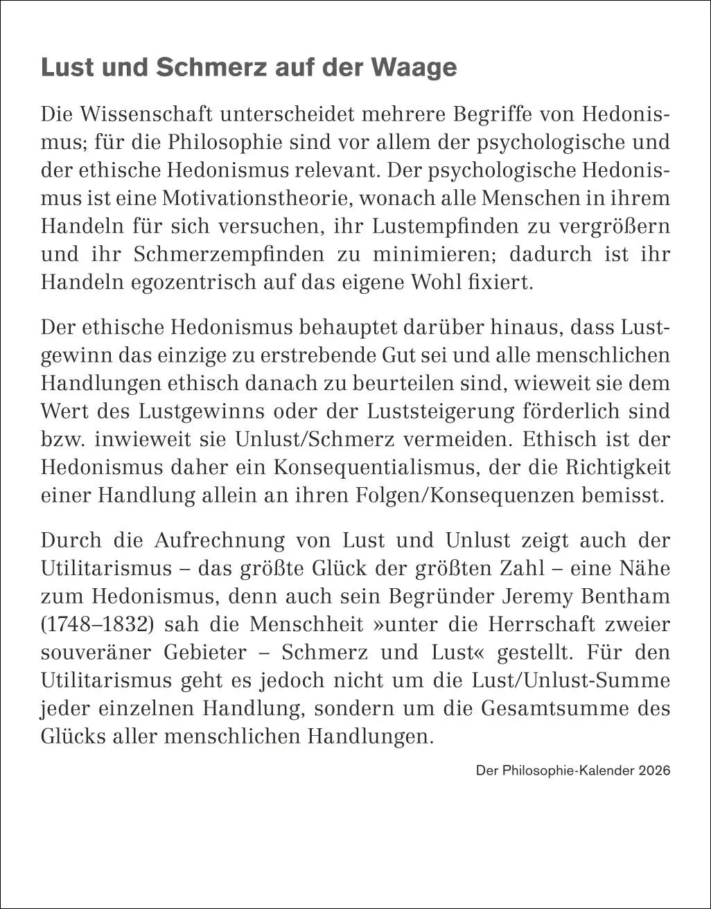 Bild: 9783840036477 | Der Philosophie-Kalender Tagesabreißkalender 2026 | Hattstein (u. a.)