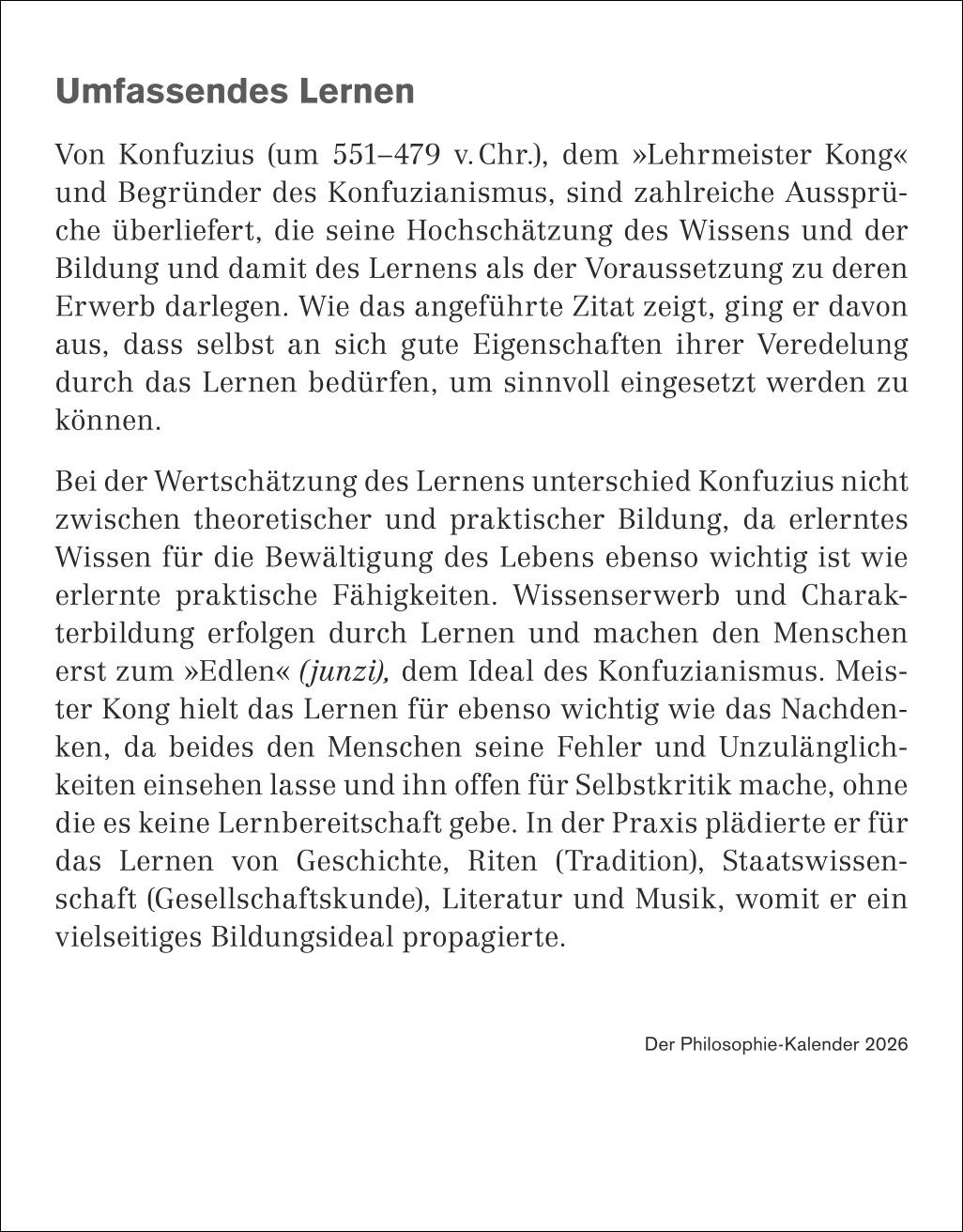 Bild: 9783840036477 | Der Philosophie-Kalender Tagesabreißkalender 2026 | Hattstein (u. a.)