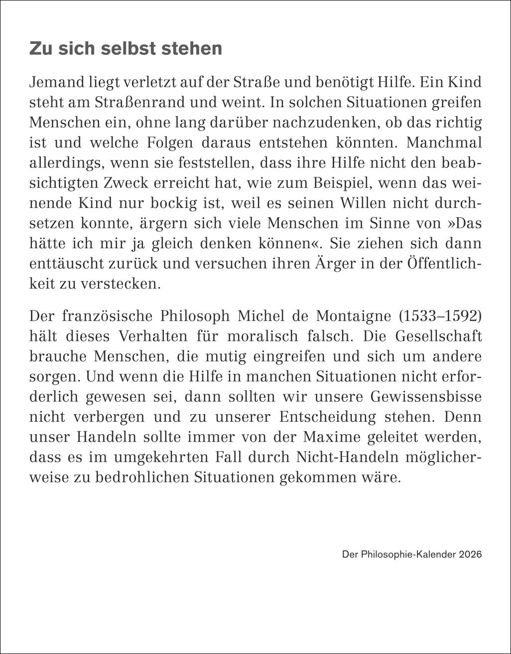 Bild: 9783840036477 | Der Philosophie-Kalender Tagesabreißkalender 2026 | Hattstein (u. a.)