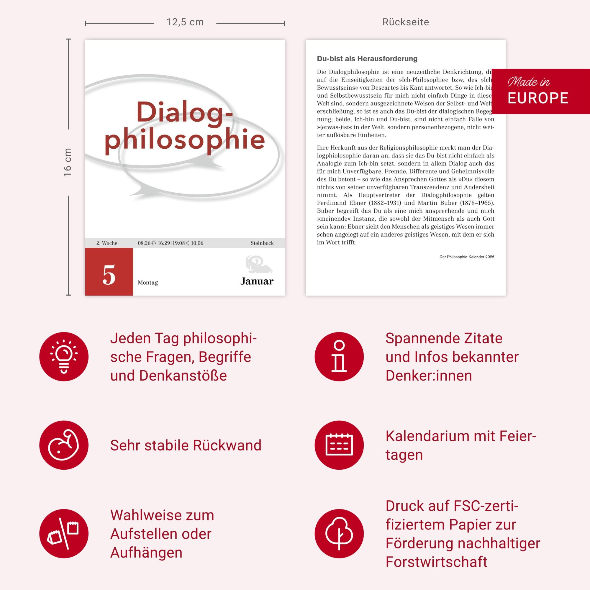 Bild: 9783840036477 | Der Philosophie-Kalender Tagesabreißkalender 2026 | Hattstein (u. a.)