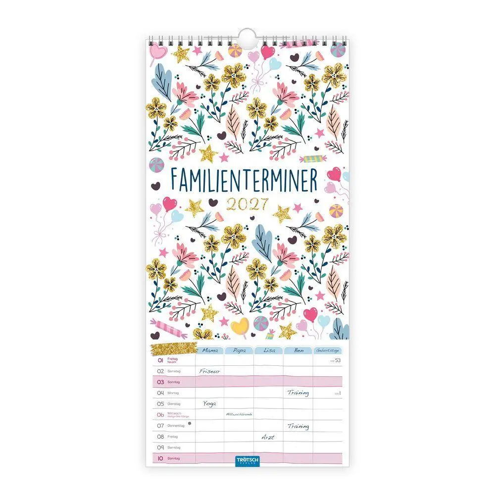 Cover: 9783988026477 | TRÖTSCH - Familienkalender Familienterminer 2027 | Wandkalender | KG