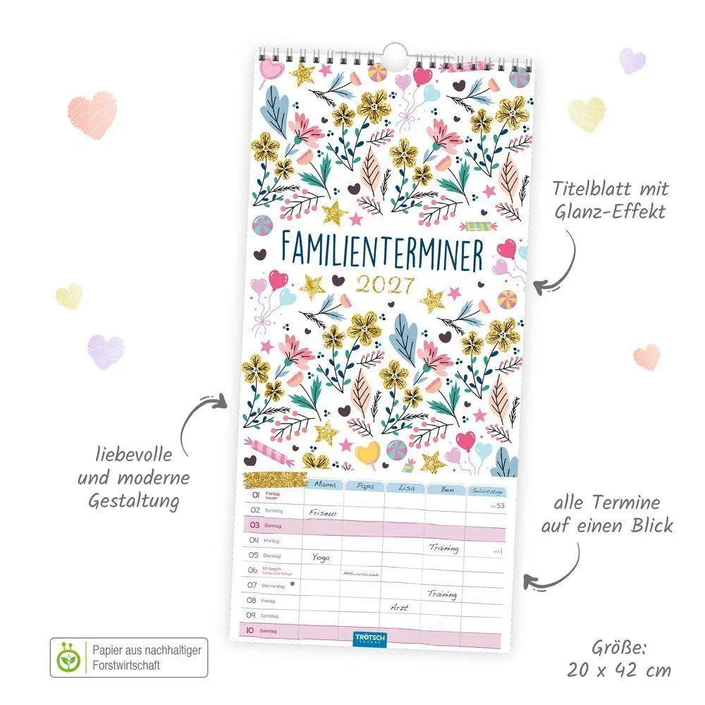 Bild: 9783988026477 | TRÖTSCH - Familienkalender Familienterminer 2027 | Wandkalender | KG