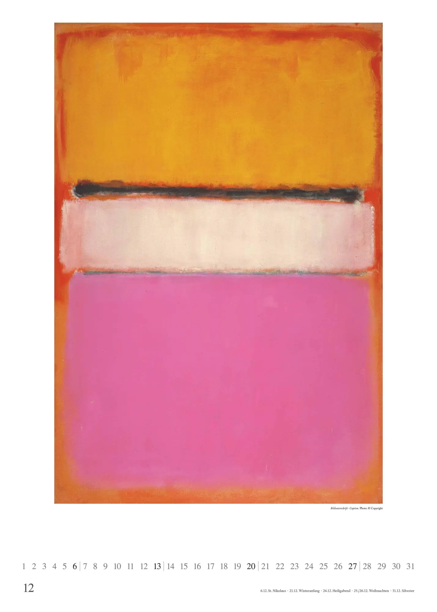 Bild: 4069095006577 | Mark Rothko 2026 - Kunst-Kalender - Poster-Kalender - 50x70 | Kalender
