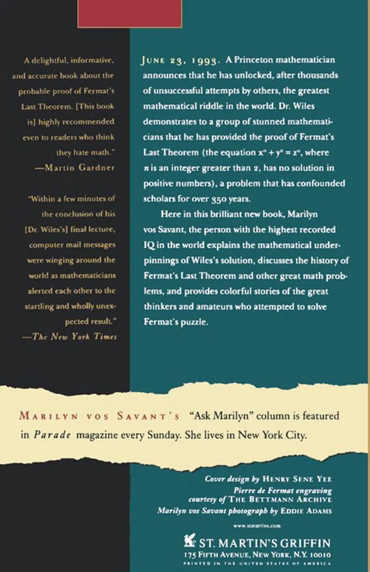 Rückseite: 9780312106577 | The World's Most Famous Math Problem | Marilyn Vos Savant | Buch