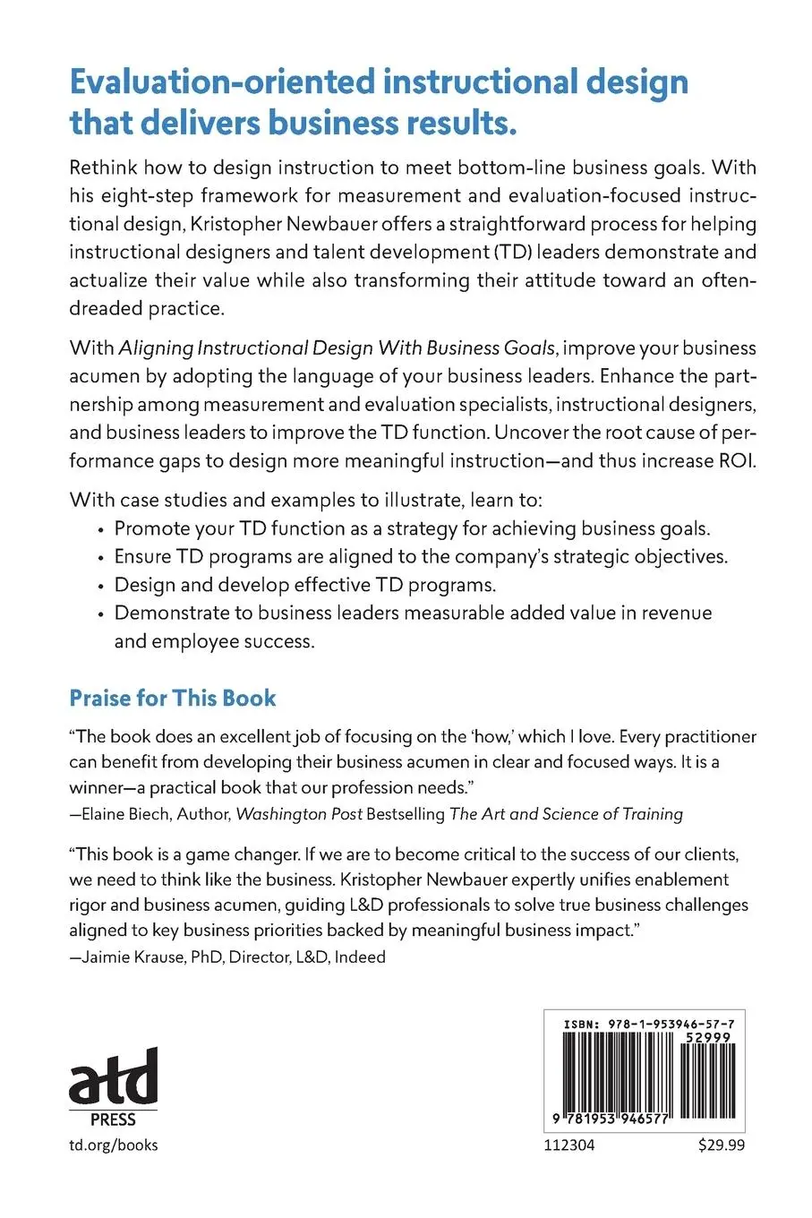Rückseite: 9781953946577 | Aligning Instructional Design With Business Goals | Newbauer | Buch