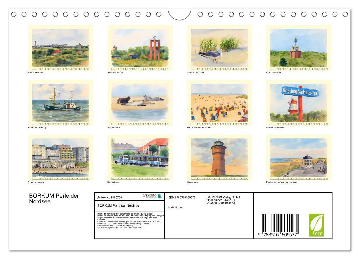 Bild: 9783516606577 | BORKUM Perle der Nordsee (Wandkalender 2026 DIN A4 quer), CALVENDO...