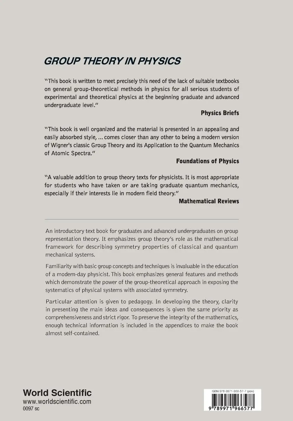 Rückseite: 9789971966577 | GROUP THEORY IN PHYSICS (B/S) | Wu-Ki Tung | Taschenbuch | Englisch